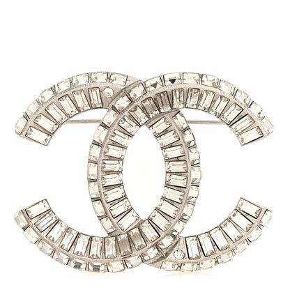 Chanel Baguette Crystal CC Brooch Silver 1 of 3