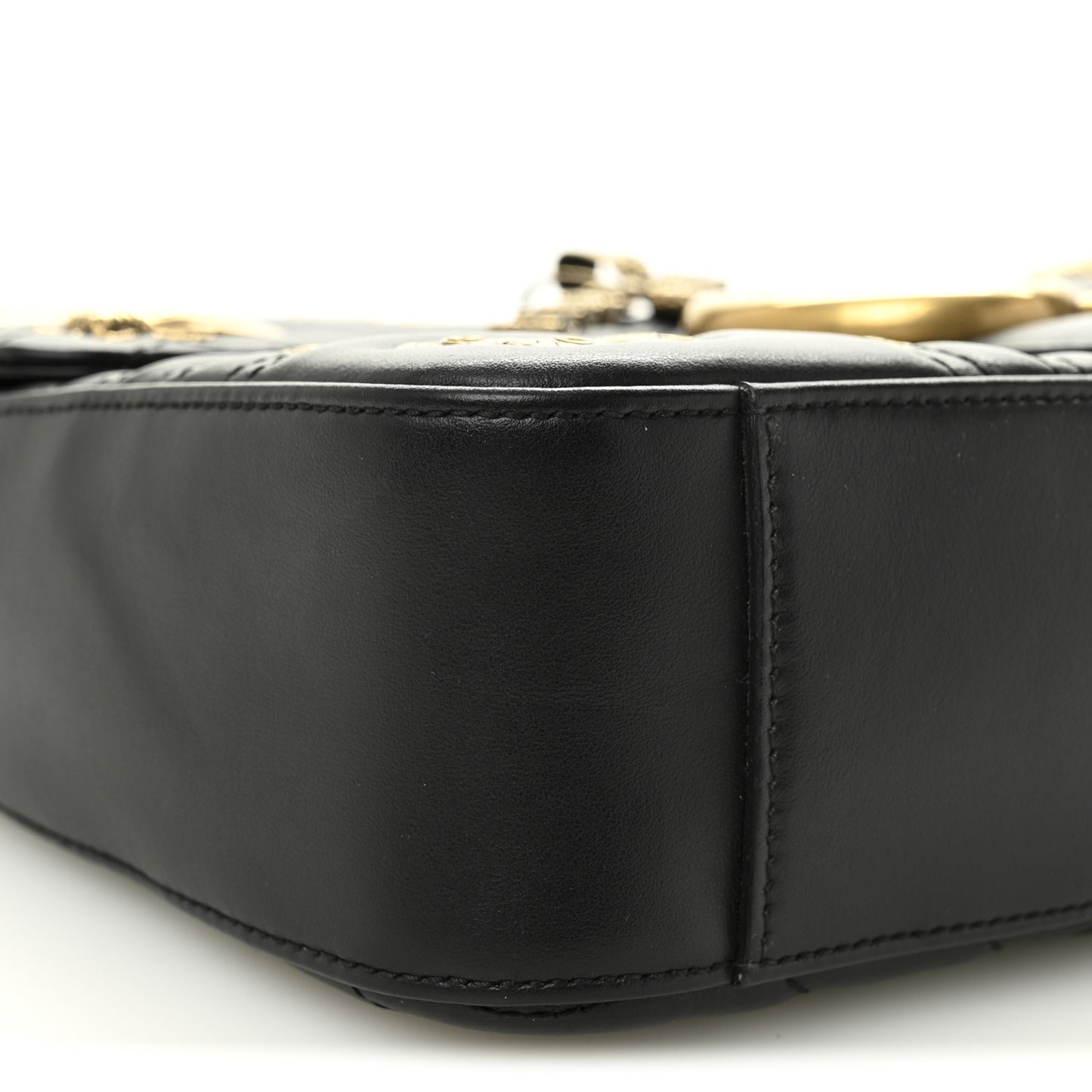 Calfskin Matelasse Animal Studs Medium GG Marmont Shoulder Bag Black