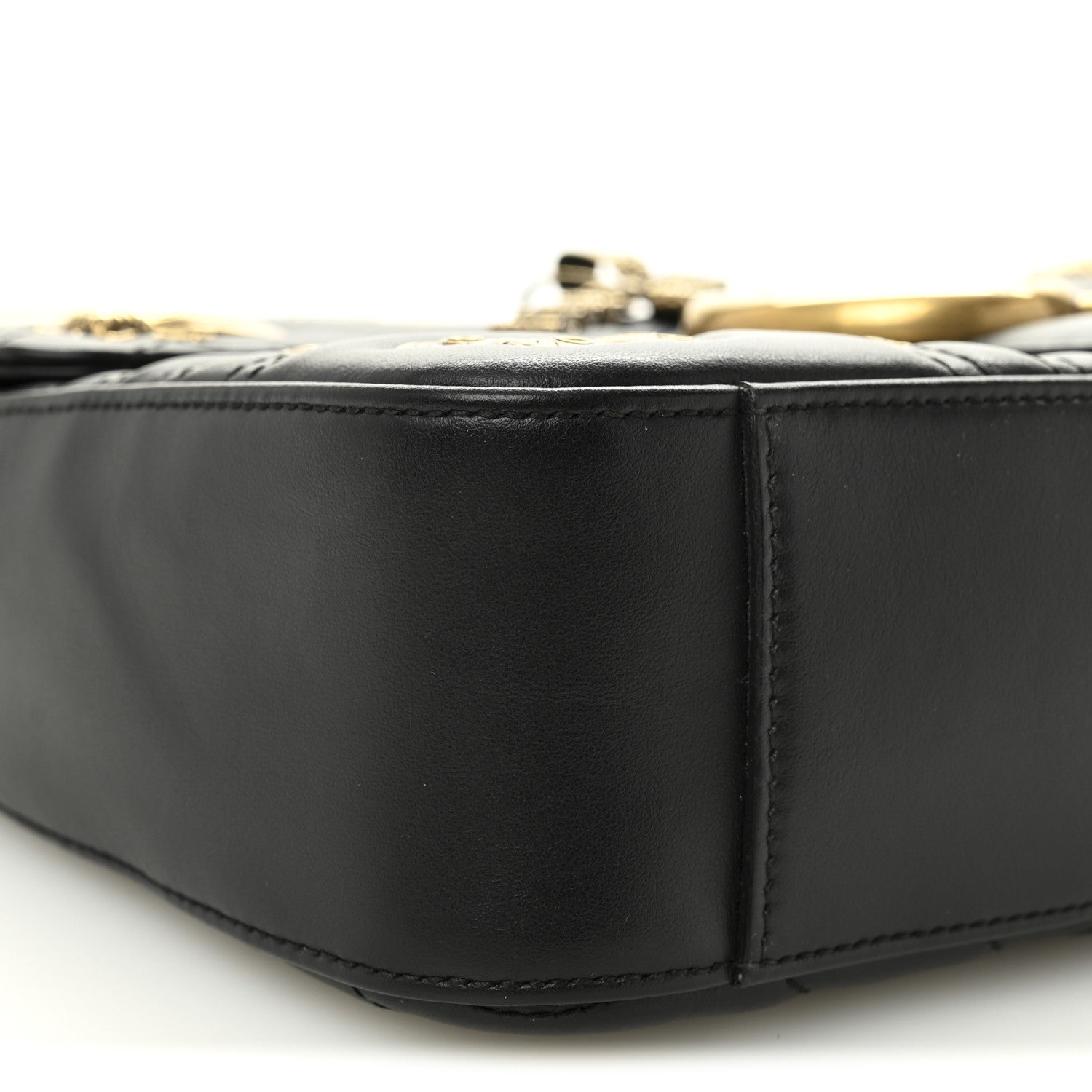 Gucci Calfskin Matelasse Animal Studs Medium GG Marmont Shoulder Bag Black 9 of 11