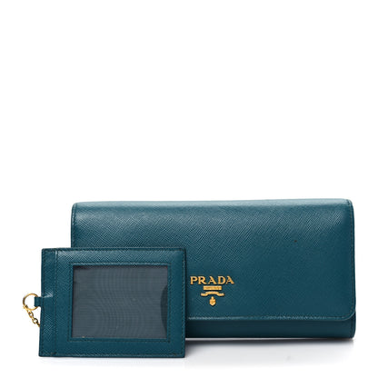 Prada Saffiano Metal Continental Flap Wallet Ottanio 1 of 8