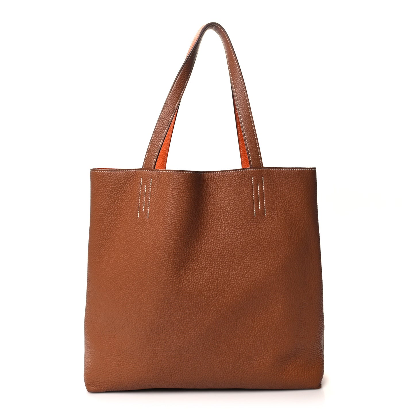 Taurillon Clemence Double Sens 45 Reversible Tote Orange Gold
