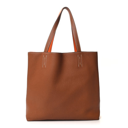 Hermes Taurillon Clemence Double Sens 45 Reversible Tote Orange Gold 10 of 15