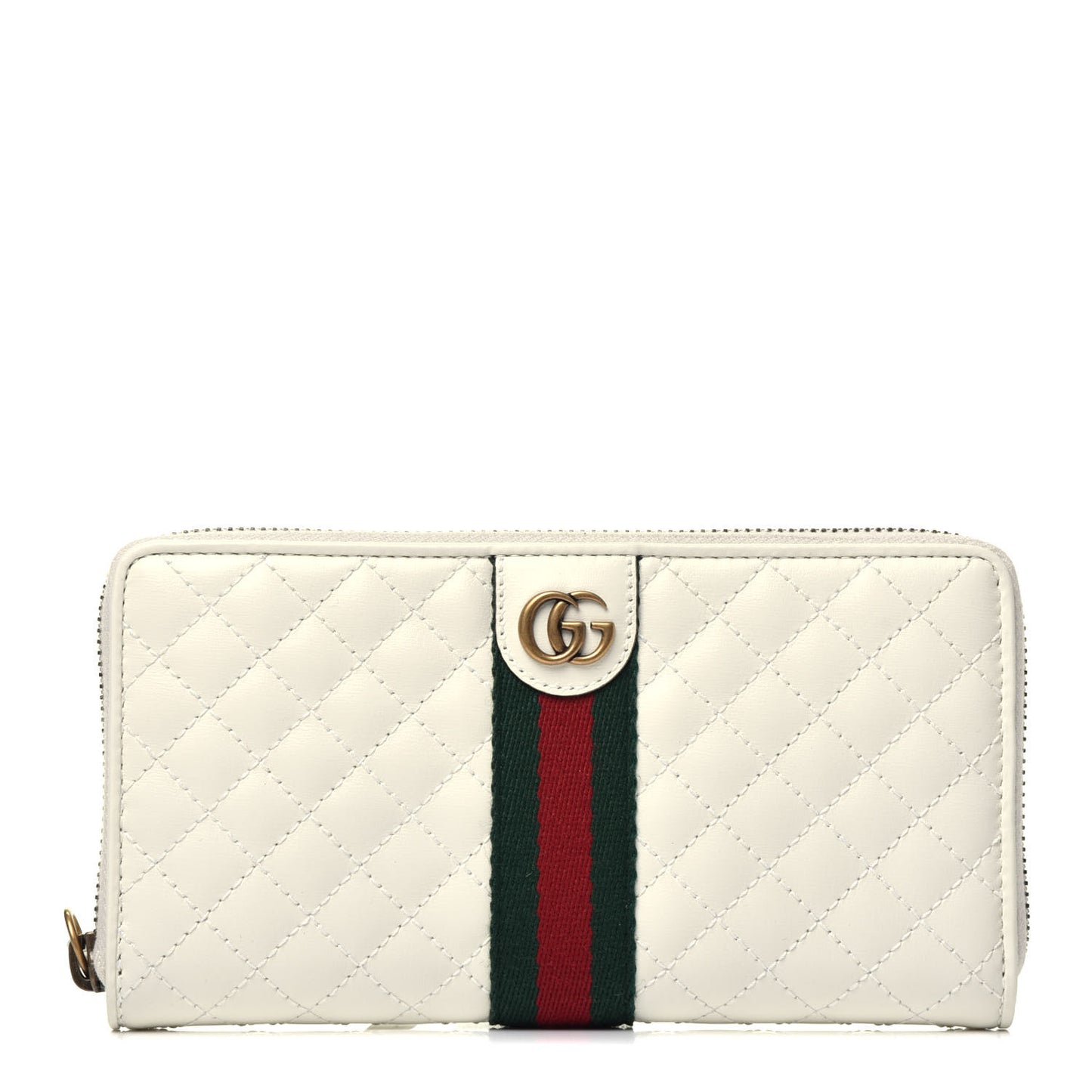 Calfskin Web Trapuntata GG Zip Around Wallet Off White