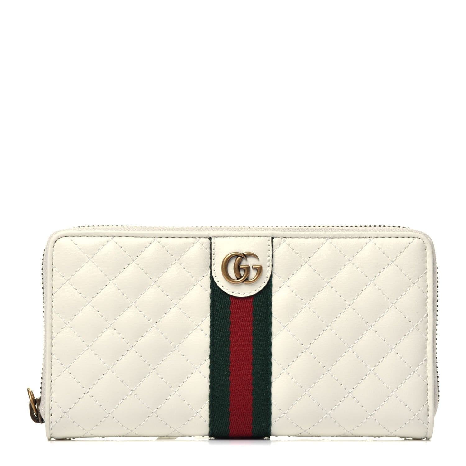 Gucci Calfskin Web Trapuntata GG Zip Around Wallet Off White 1 of 7