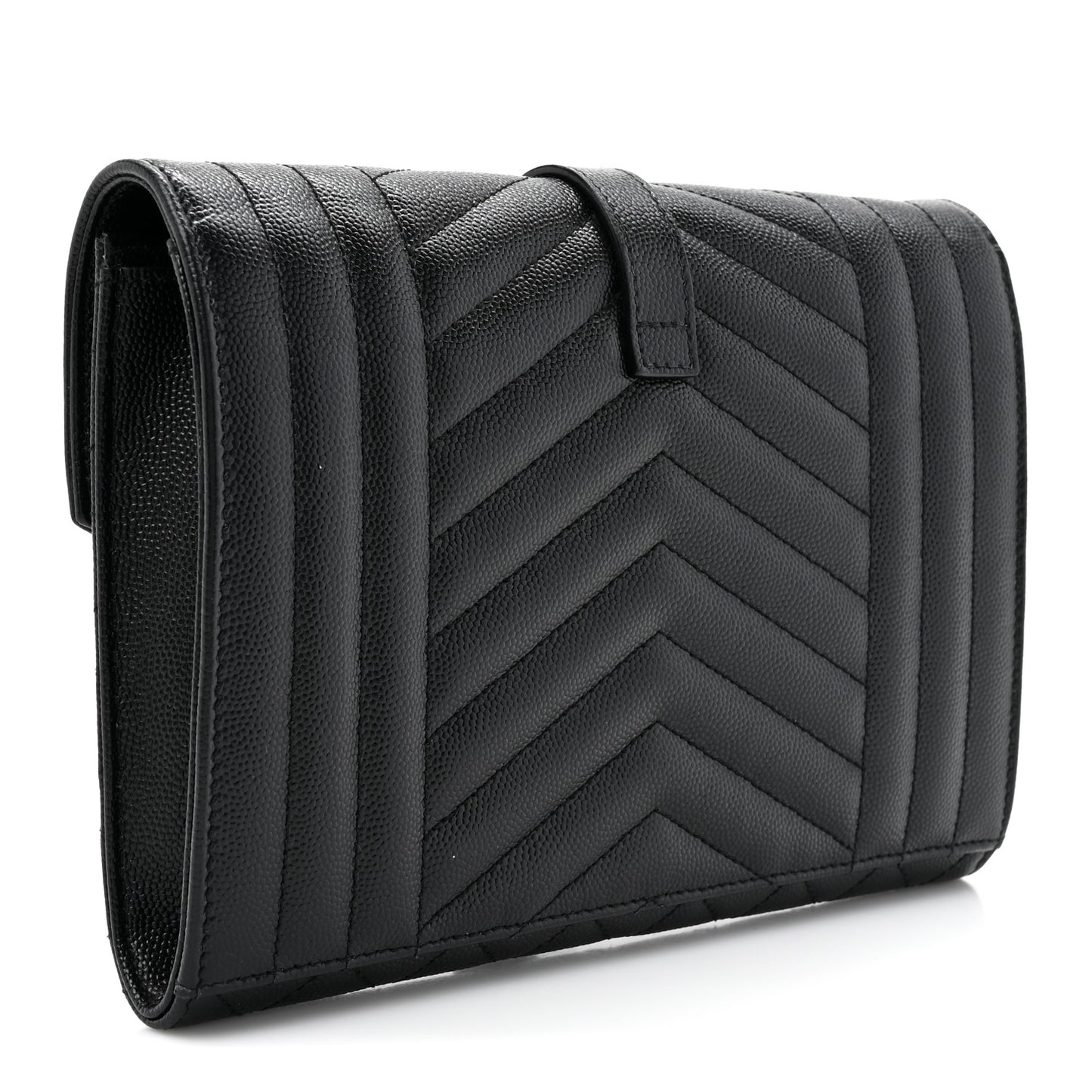 Grain De Poudre Textured Mixed Matelasse Triquilt Monogram Clutch Black