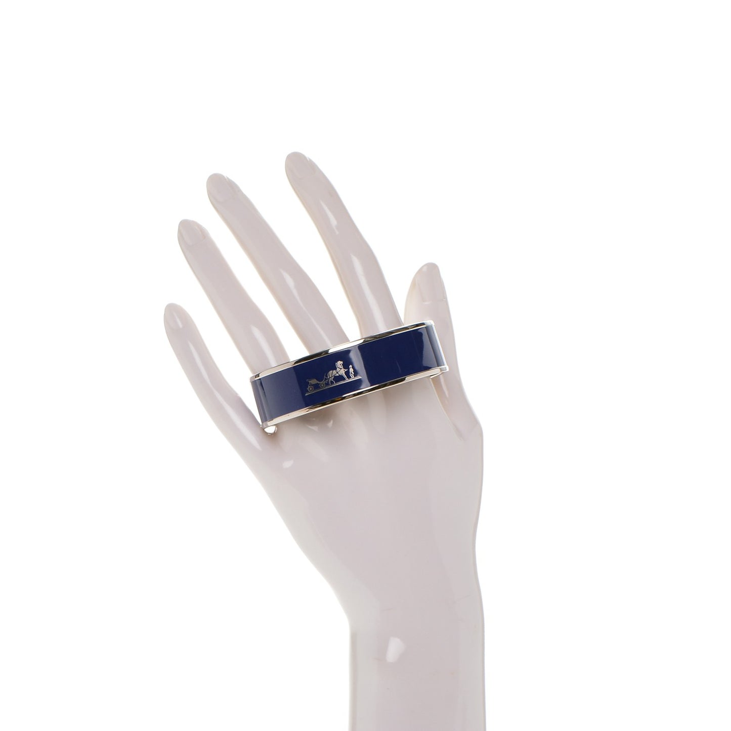 Enamel Printed Wide Caleche Bracelet 62 Bleu