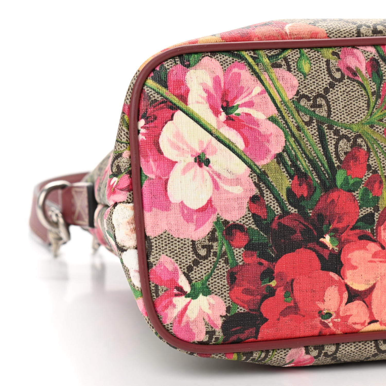 Gucci GG Supreme Monogram Blooms Small Zippered Tote Beige Multicolor Dry Rose 9 of 10