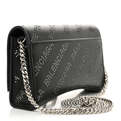 Balenciaga Smooth Calfskin Crystal Diagonal Allover Logo Hourglass Wallet Black 2 of 11