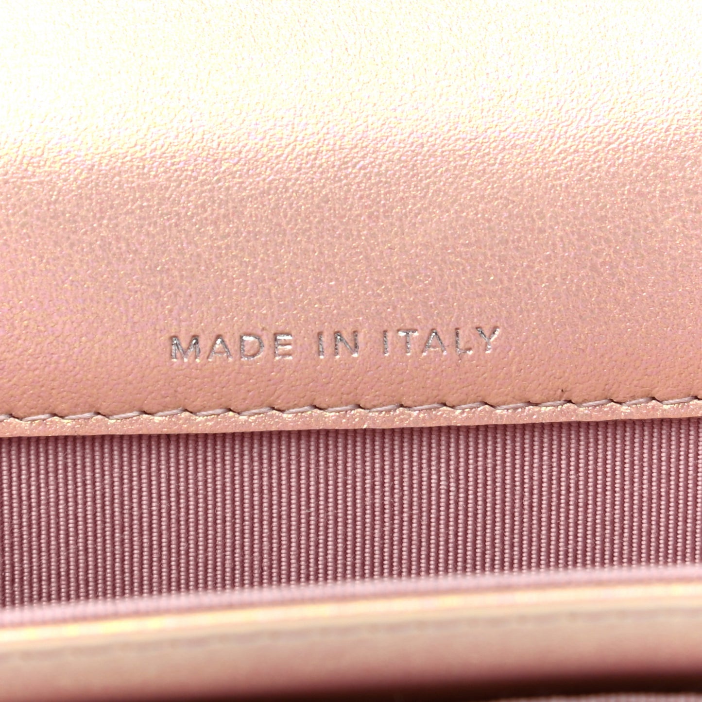 Iridescent Calfskin Quilted Flap Card Holder Wallet Pink