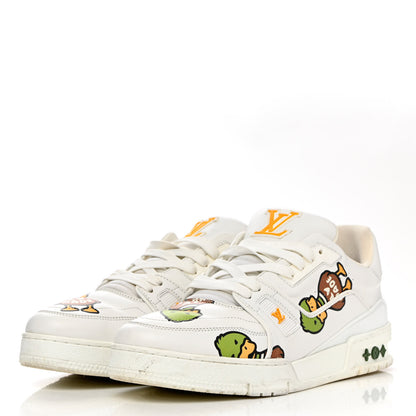 Louis Vuitton X NIGO Calfskin Printed Monogram LV Trainer Sneakers 7.5 White 3 of 13