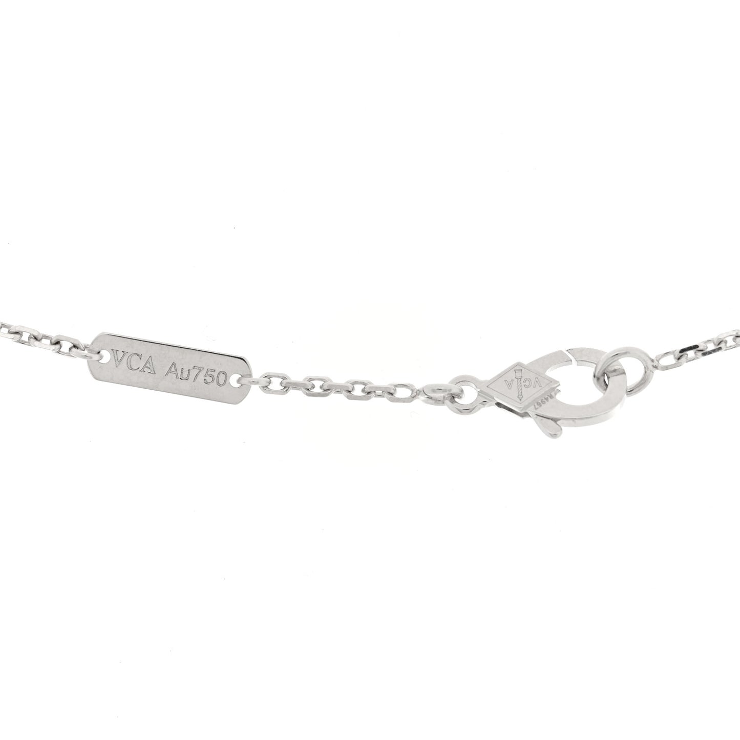 18k White Gold Chalcedony Vintage Alhambra Pendant Necklace
