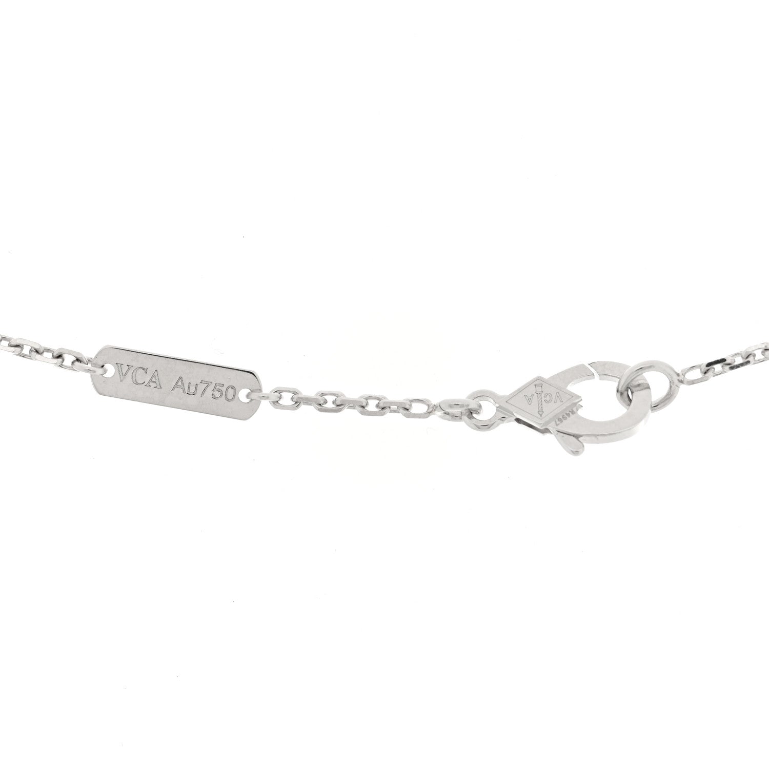 Van Cleef & Arpels 18k White Gold Chalcedony Vintage Alhambra Pendant Necklace 4 of 4