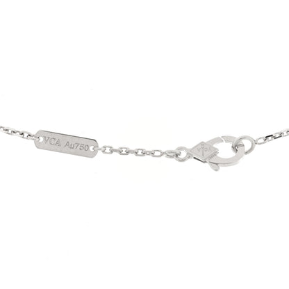 Van Cleef & Arpels 18k White Gold Chalcedony Vintage Alhambra Pendant Necklace 4 of 4