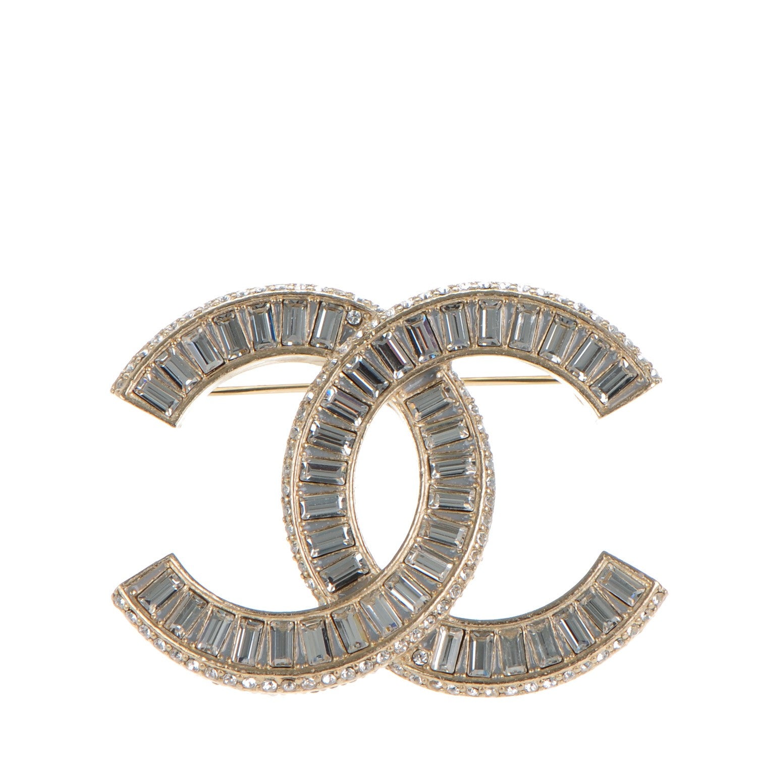 Chanel Baguette Crystal CC Brooch Gold 1 of 5