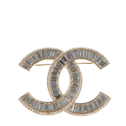 Chanel Baguette Crystal CC Brooch Gold 1 of 5