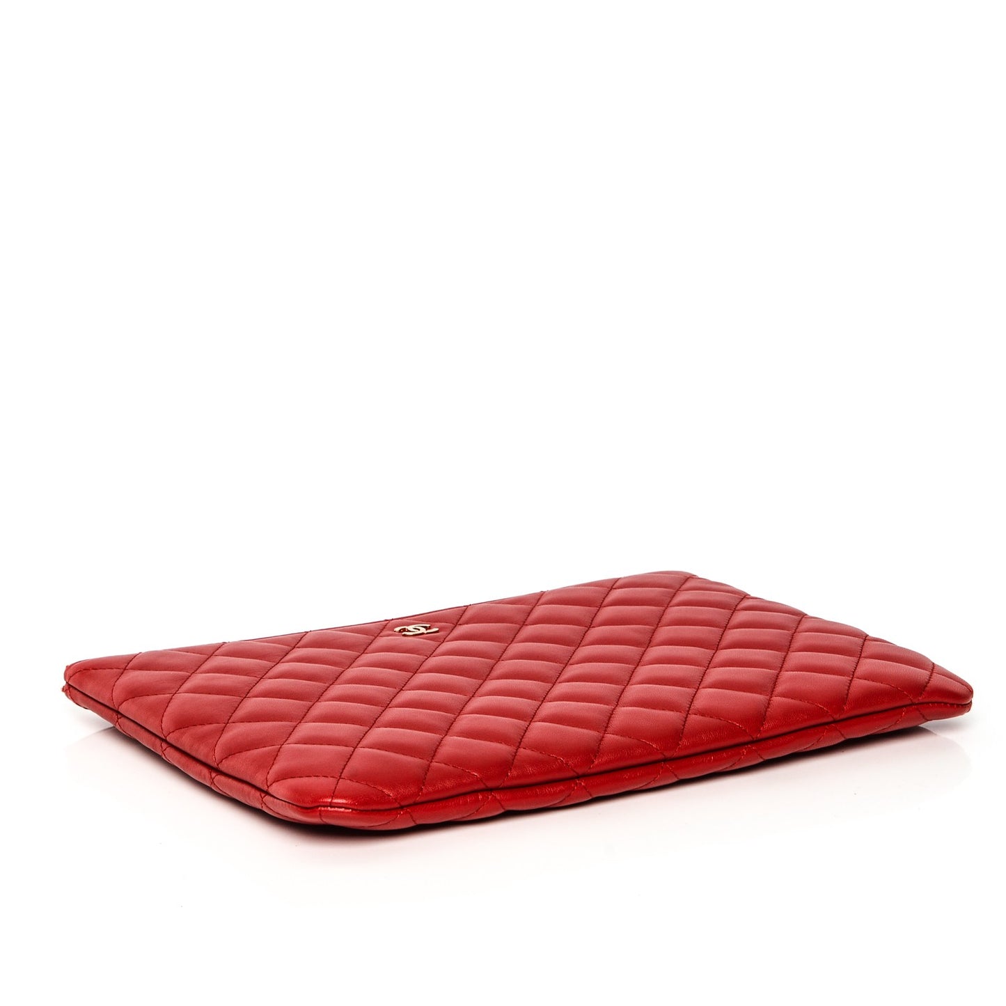 Lambskin Quilted Medium Cosmetic Case Red