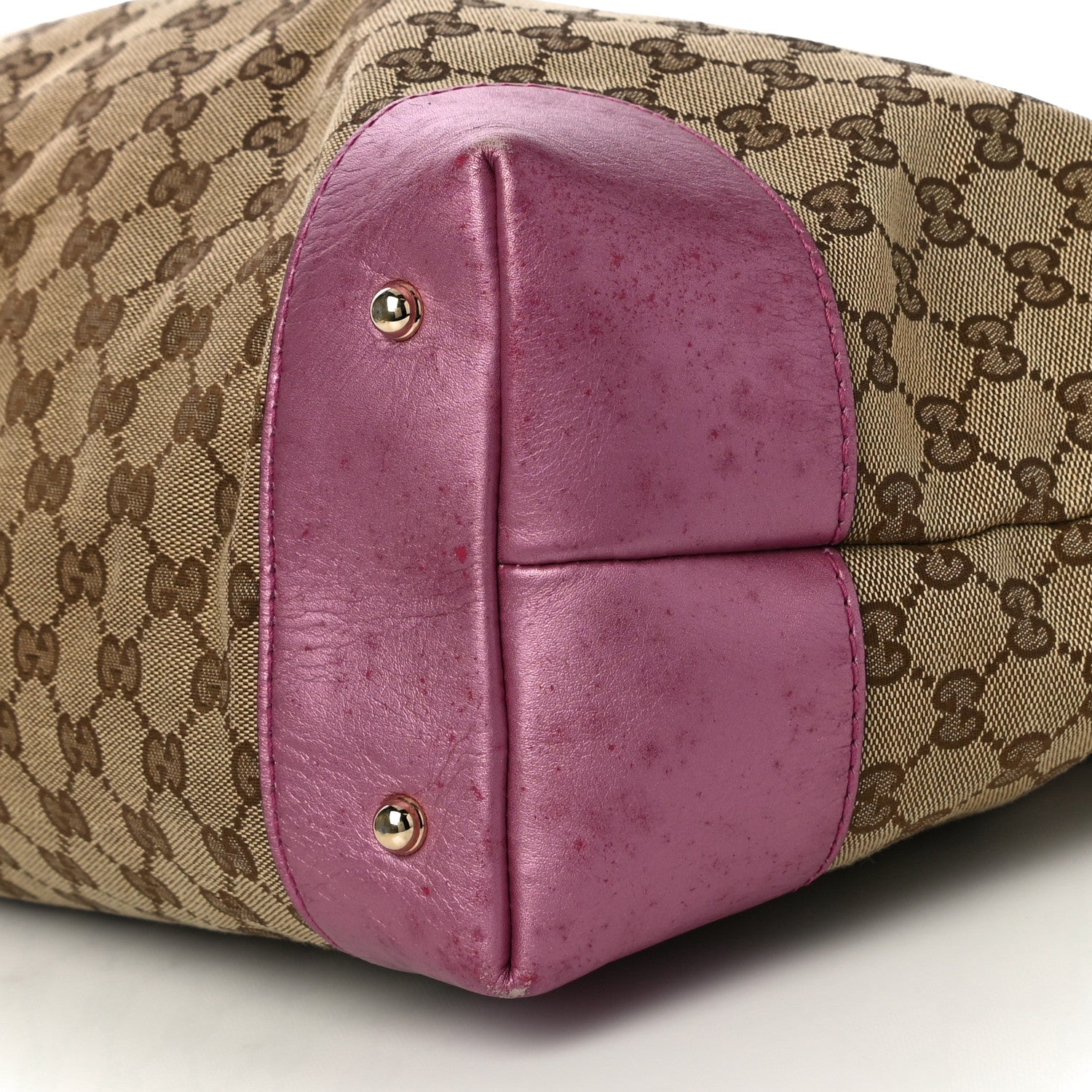 Gucci Monogram Large Heart Bit Charm Top Handle Tote Pink 8 of 10
