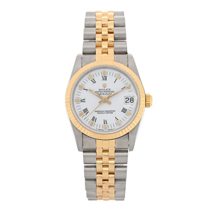 Rolex Stainless Steel 18K Yellow Gold 31mm Oyster Perpetual Datejust Watch White Roman 68273 1 of 4