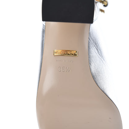 Gucci Metallic Nappa Crystal Square G Madelyn Slingbacks 35.5 Silver 8 of 10