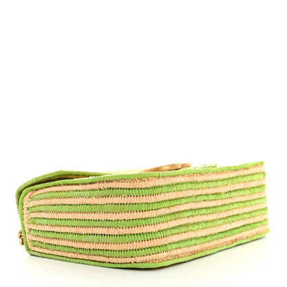 Gucci Raffia Woven Small GG Marmont Shoulder Bag Natural Light Green 4 of 9