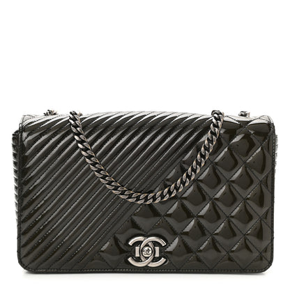 Chanel Patent Quilted Medium Coco Boy Flap Dark Green 1 of 10