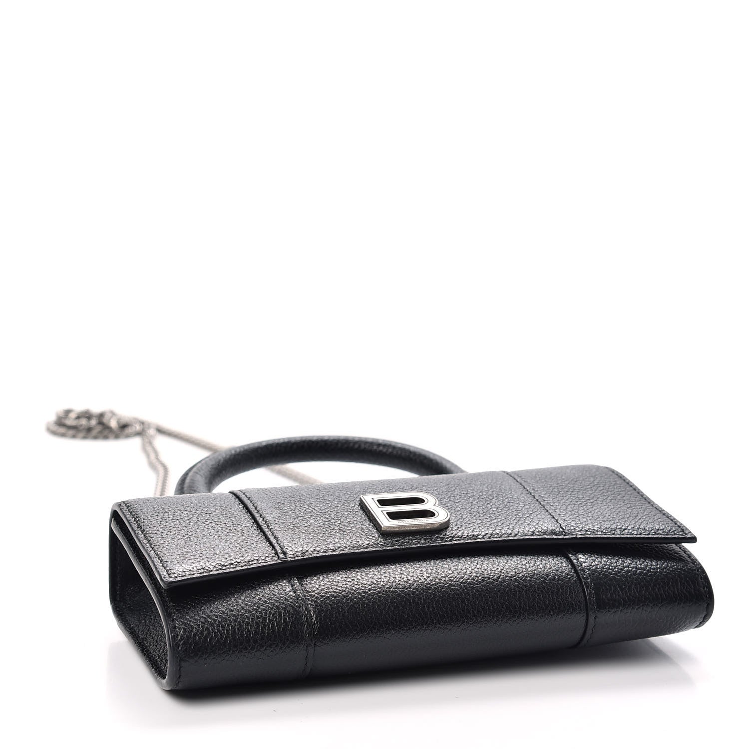 Balenciaga Grained Calfskin Hourglass Top Handle Crossbody Phone Holder Black 4 of 9