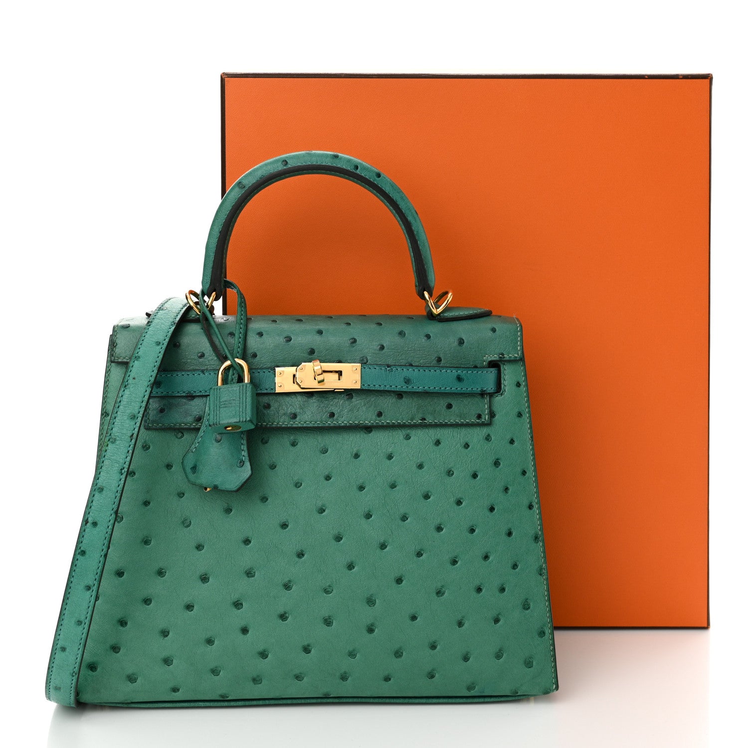 Hermes Ostrich Kelly Sellier 25 Vert Verone 18 of 18