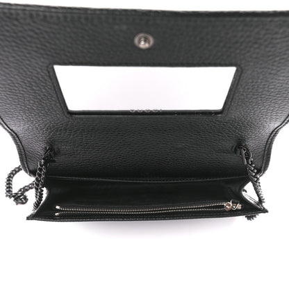 Gucci Dollar Calfskin Enamel Monochrome Mini GG Marmont Chain Wallet Black 5 of 11