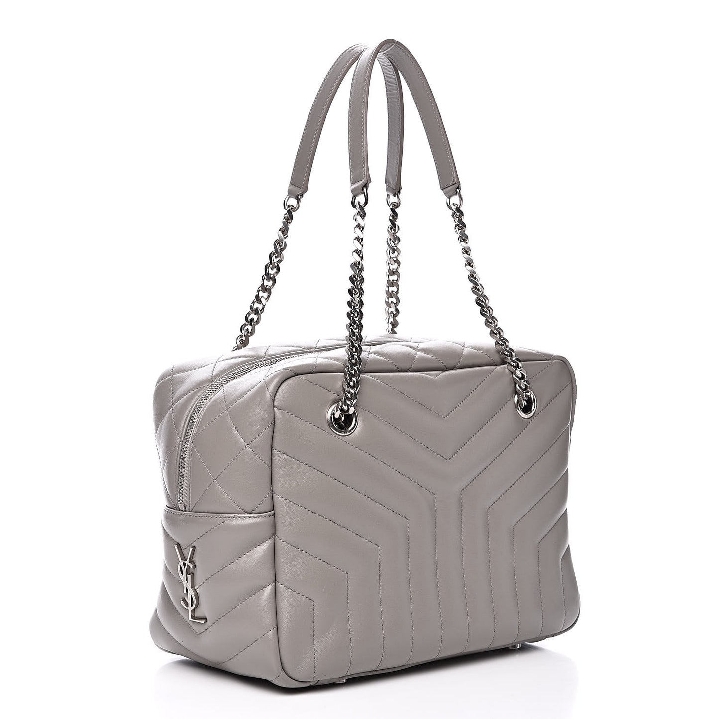 Calfskin Y Quilted Monogram Loulou Bowling Bag Grey