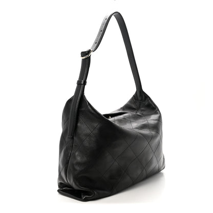 Chanel Shiny Lambskin Quilted Maxi Hobo Black 3 of 10