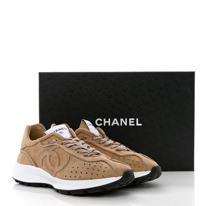 Chanel Suede Goatskin CC Sneakers 39 Dark Beige 11 of 11