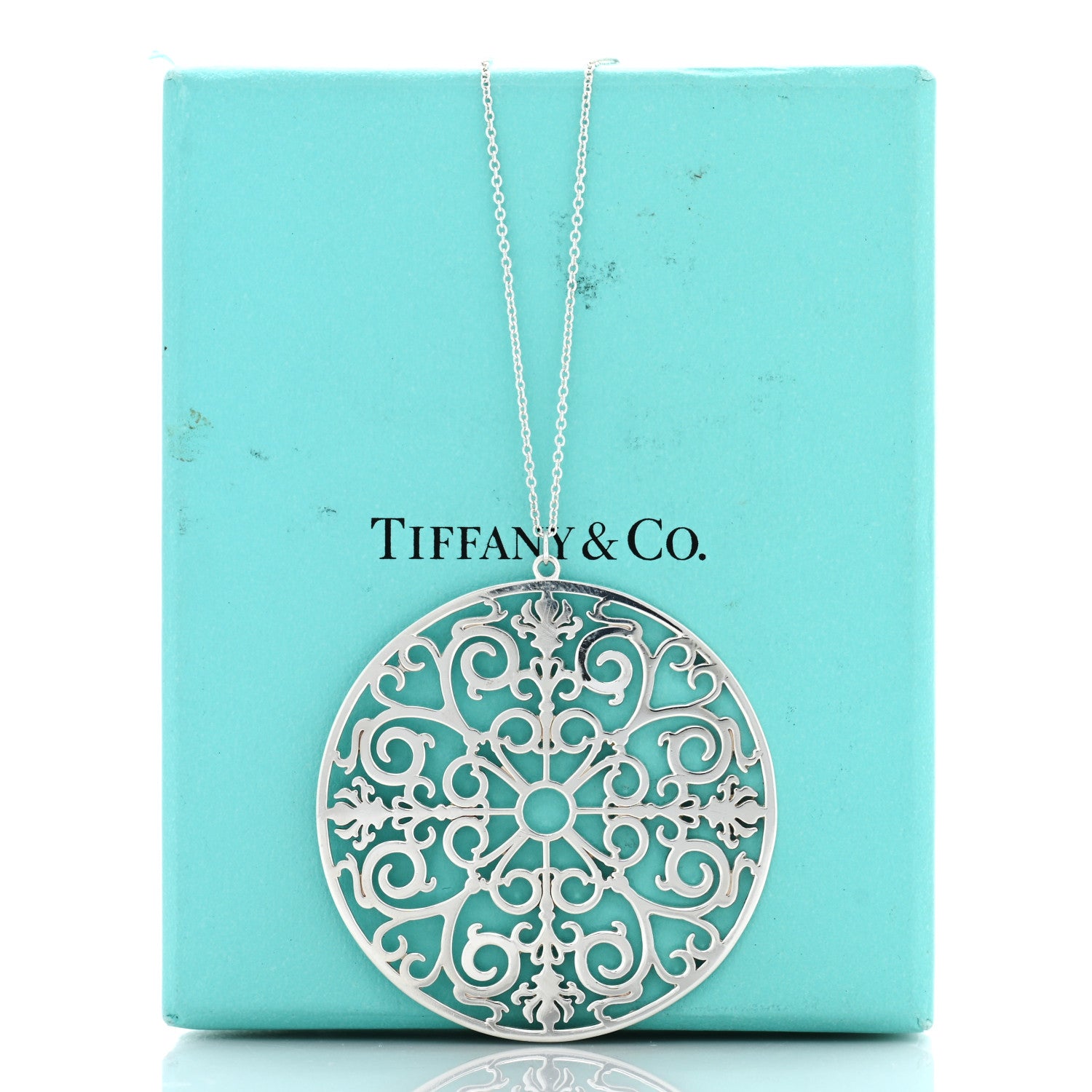 Tiffany Sterling Silver Enchant Round Medallion Pendant Necklace 5 of 5