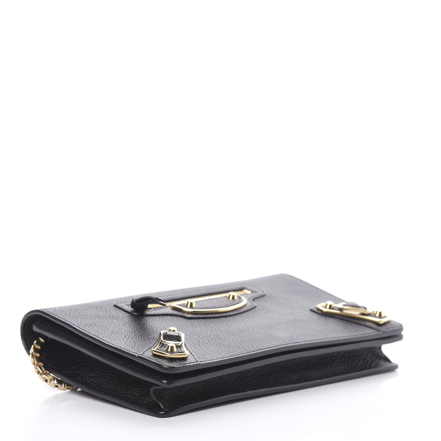 Chevre Gold Metallic Edge Hardware Wallet On Chain Black