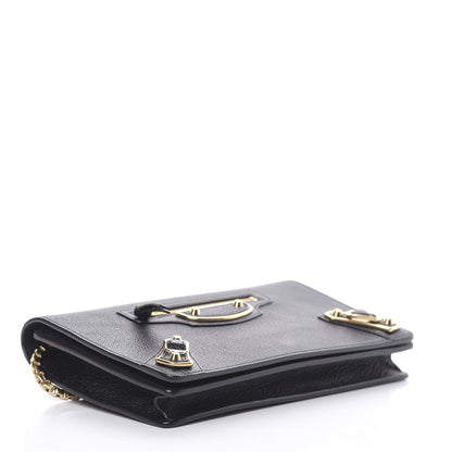 Balenciaga Chevre Gold Metallic Edge Hardware Wallet On Chain Black 4 of 10