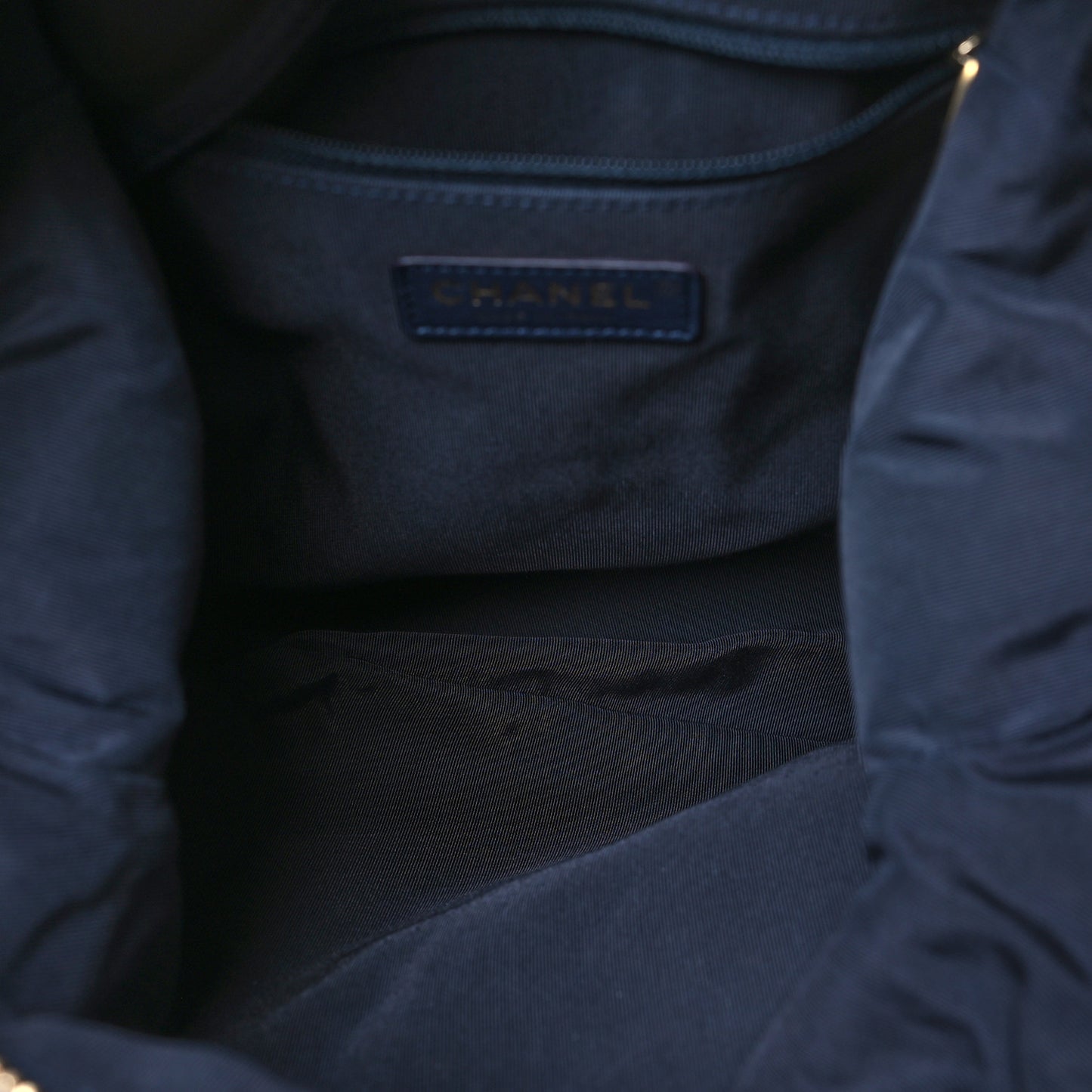 Tweed Calfskin Stitched Frame Backpack Navy