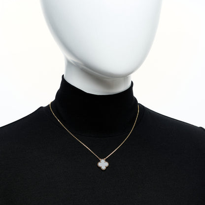 Van Cleef & Arpels 18K Yellow Gold Black Onyx Vintage Alhambra Pendant Necklace 2 of 6
