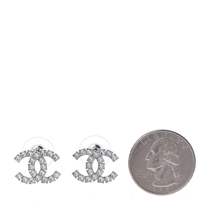Chanel Crystal CC Earrings Silver 2 of 5