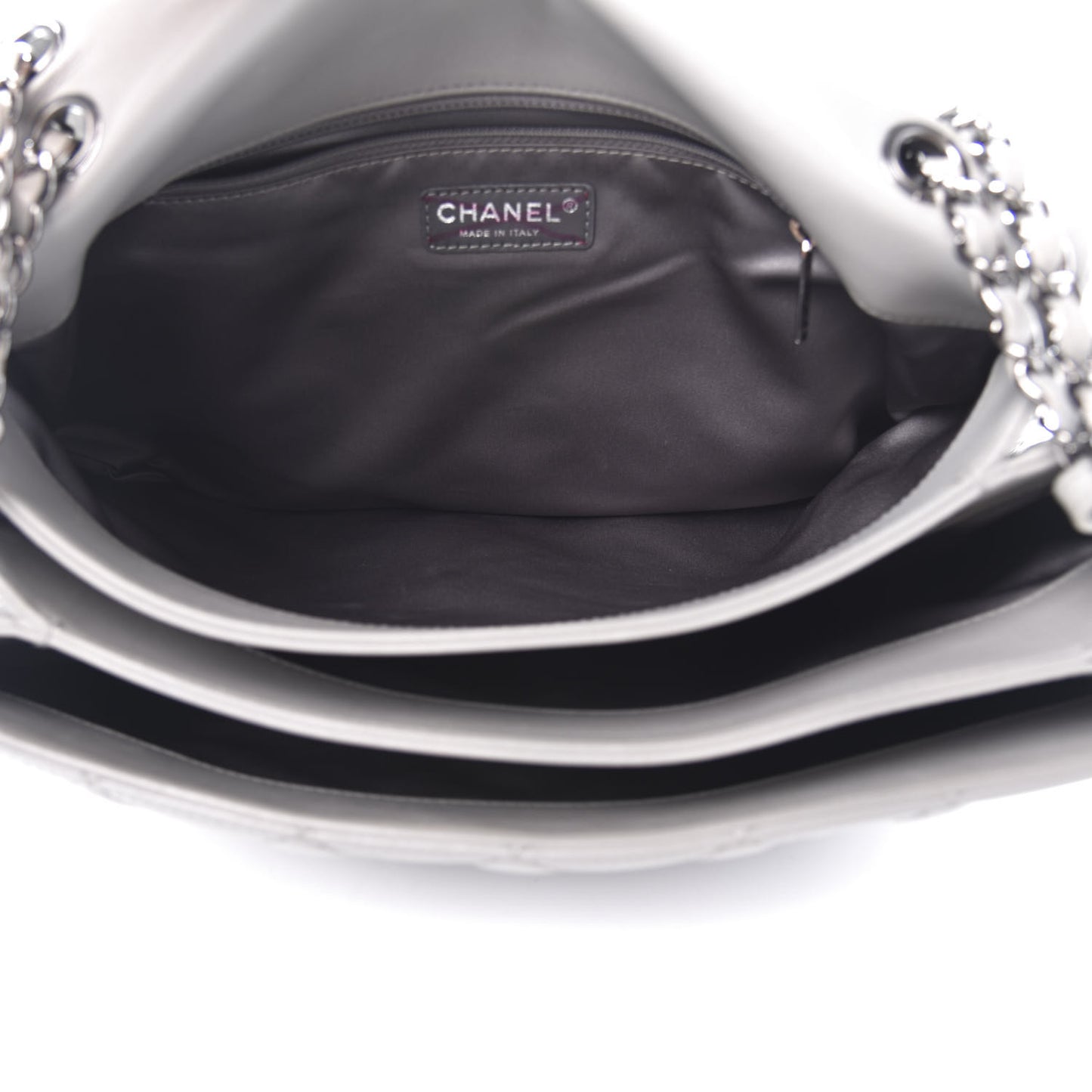 Lambskin Quilted 3 Flap Bag Grey