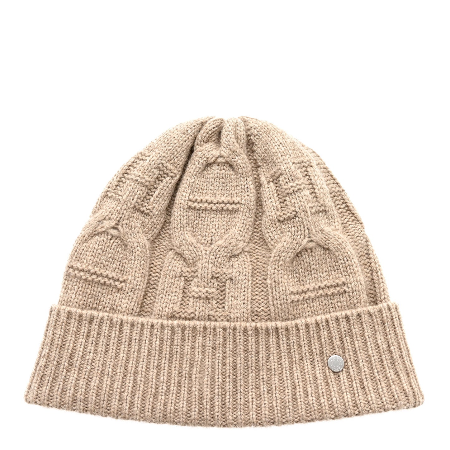 Cashmere Knit Cable Maillons Beanie M Beige