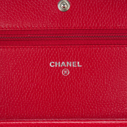 Chanel Caviar Quilted Wallet On Chain WOC Red 5 of 7