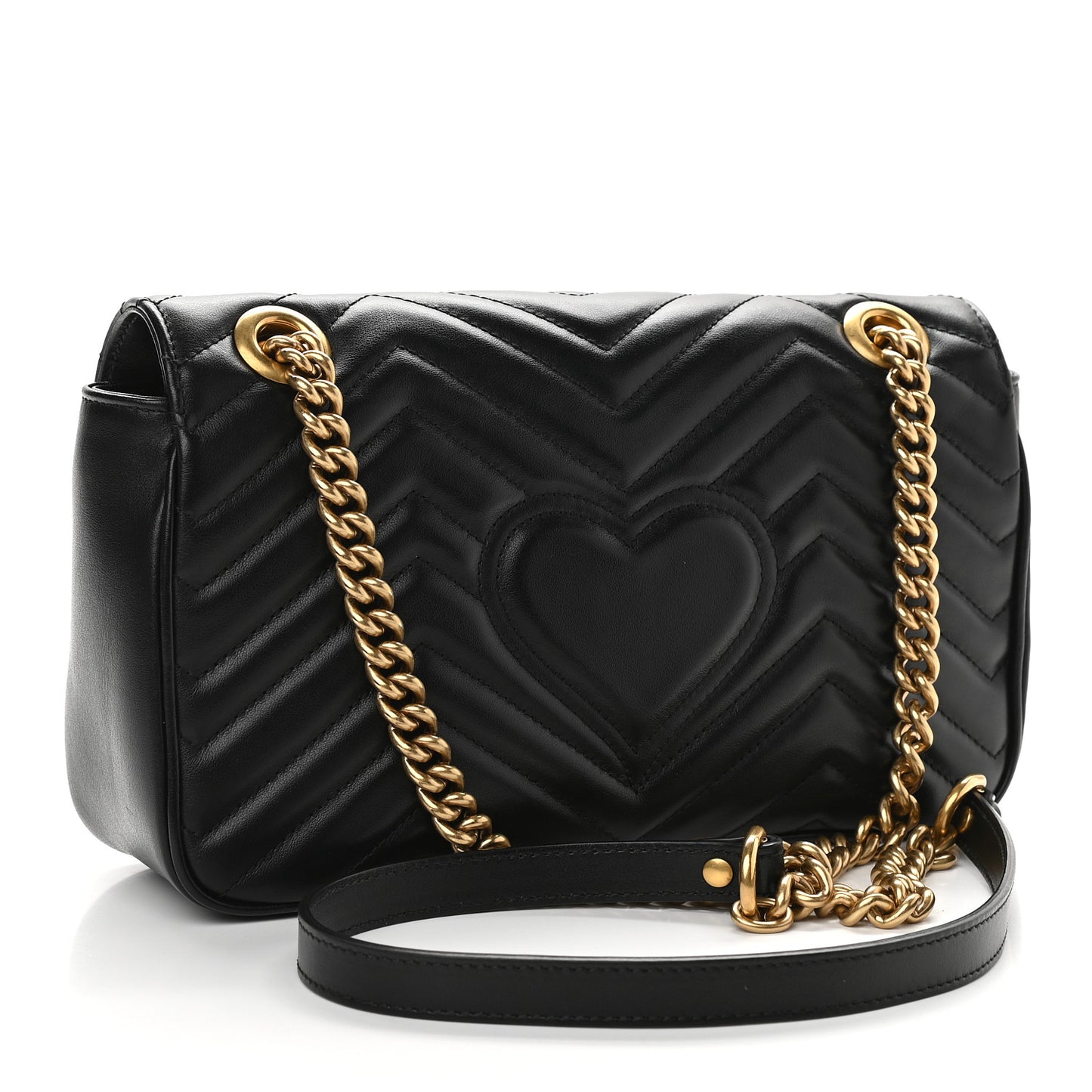 Calfskin Matelasse Small GG Marmont Shoulder Bag Black