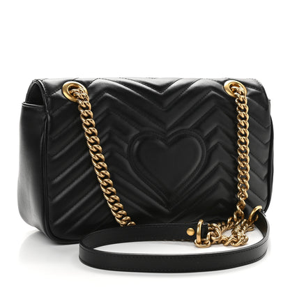 Gucci Calfskin Matelasse Small GG Marmont Shoulder Bag Black 3 of 10