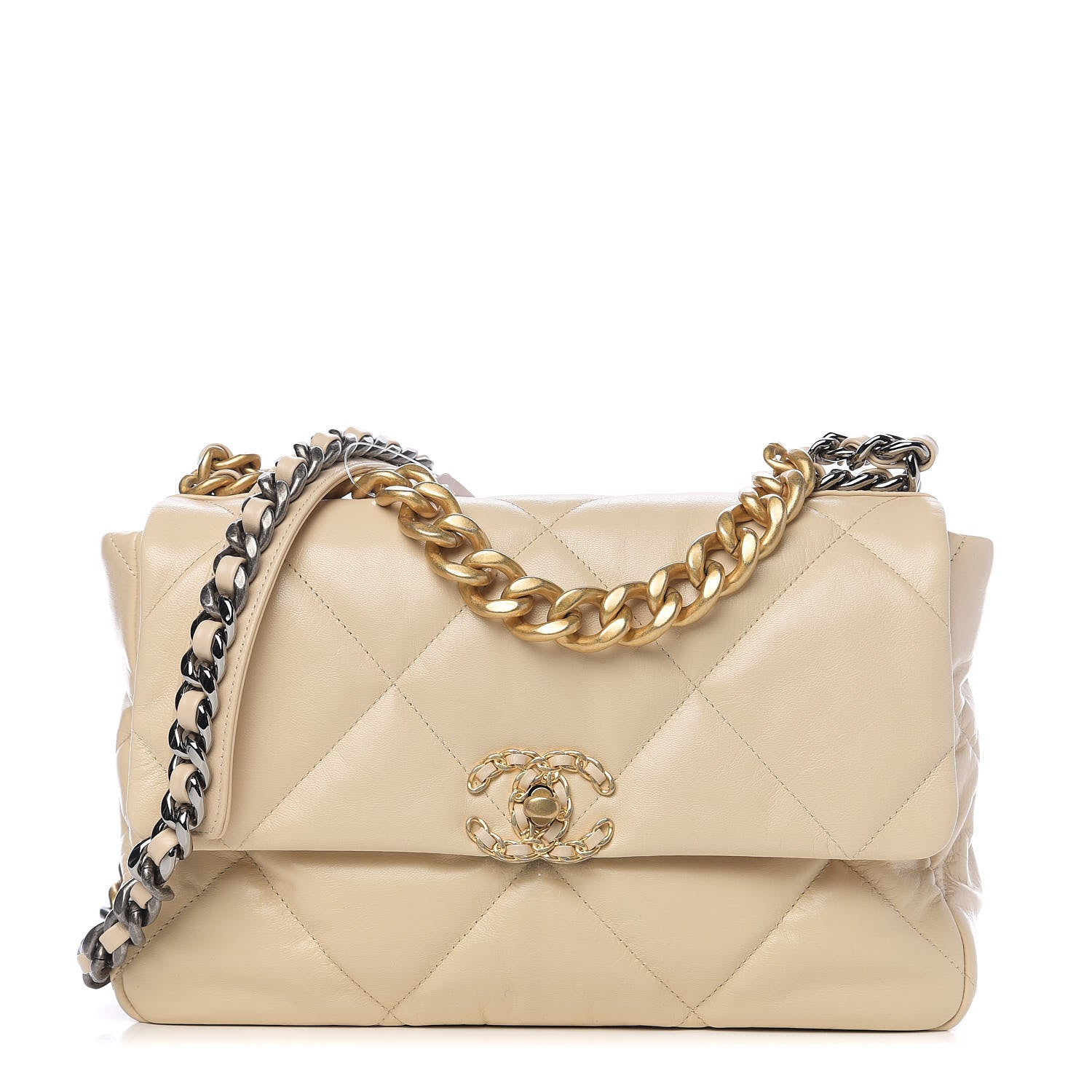 Chanel Lambskin Quilted Large 19 Flap Beige 1 of 8