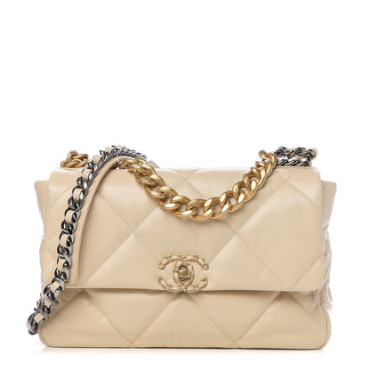 Chanel Lambskin Quilted Large 19 Flap Beige 1 of 8