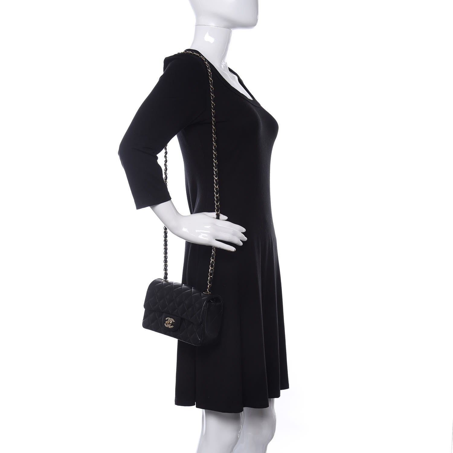Chanel Lambskin Quilted Mini Rectangular Flap Black 2 of 10