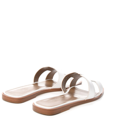 Hermes Box Calfskin Oran Sandals 39 White 4 of 9
