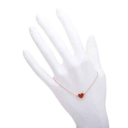 Van Cleef & Arpels 18K Rose Gold Carnelian Sweet Alhambra Heart Bracelet 2 of 6