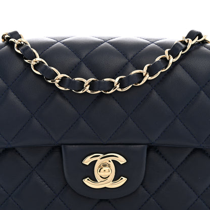 Chanel Lambskin Quilted Mini Rectangular Flap Dark Navy Blue 8 of 11