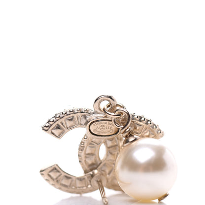 Chanel Crystal Pearl CC Drop Earrings Gold 4 of 5