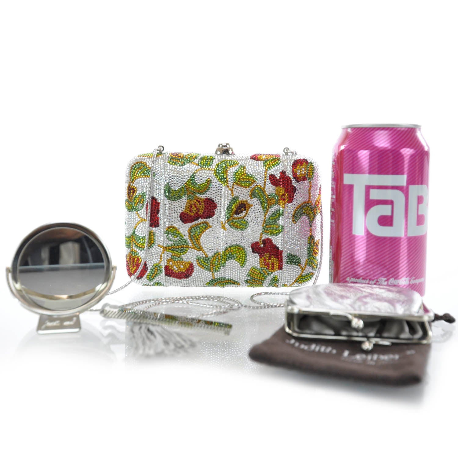 Judith Leiber Crystal Floral Minaudiere Clutch 2 of 7